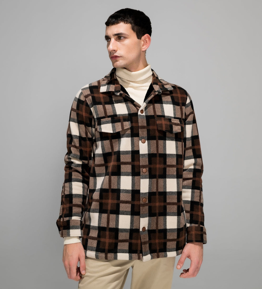 Jackets Shacket Fur-Layered Check Comfort shacket