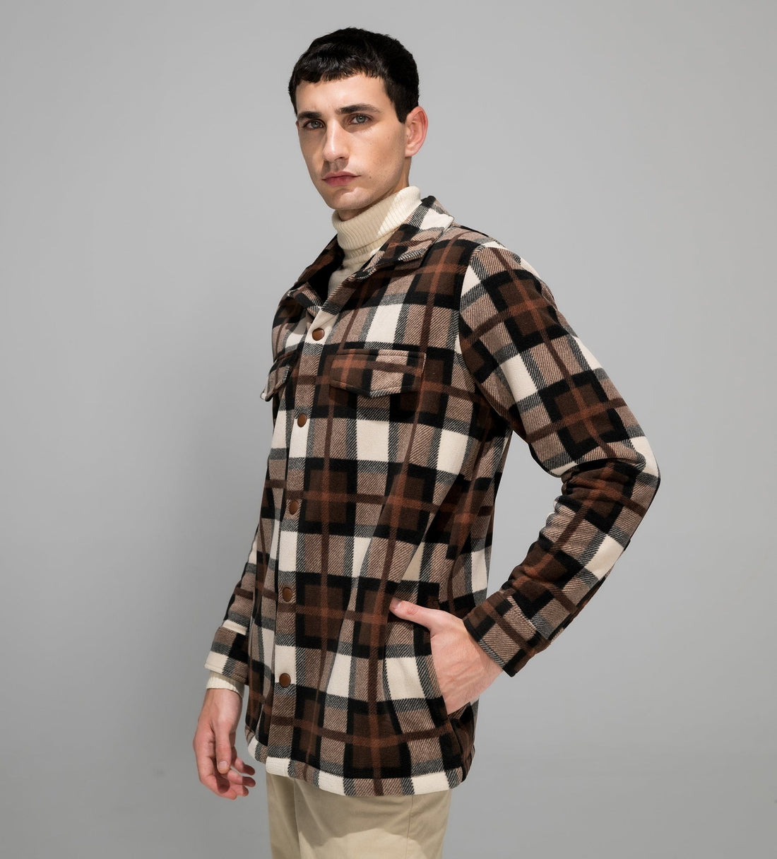 Jackets Shacket Fur-Layered Check Comfort shacket