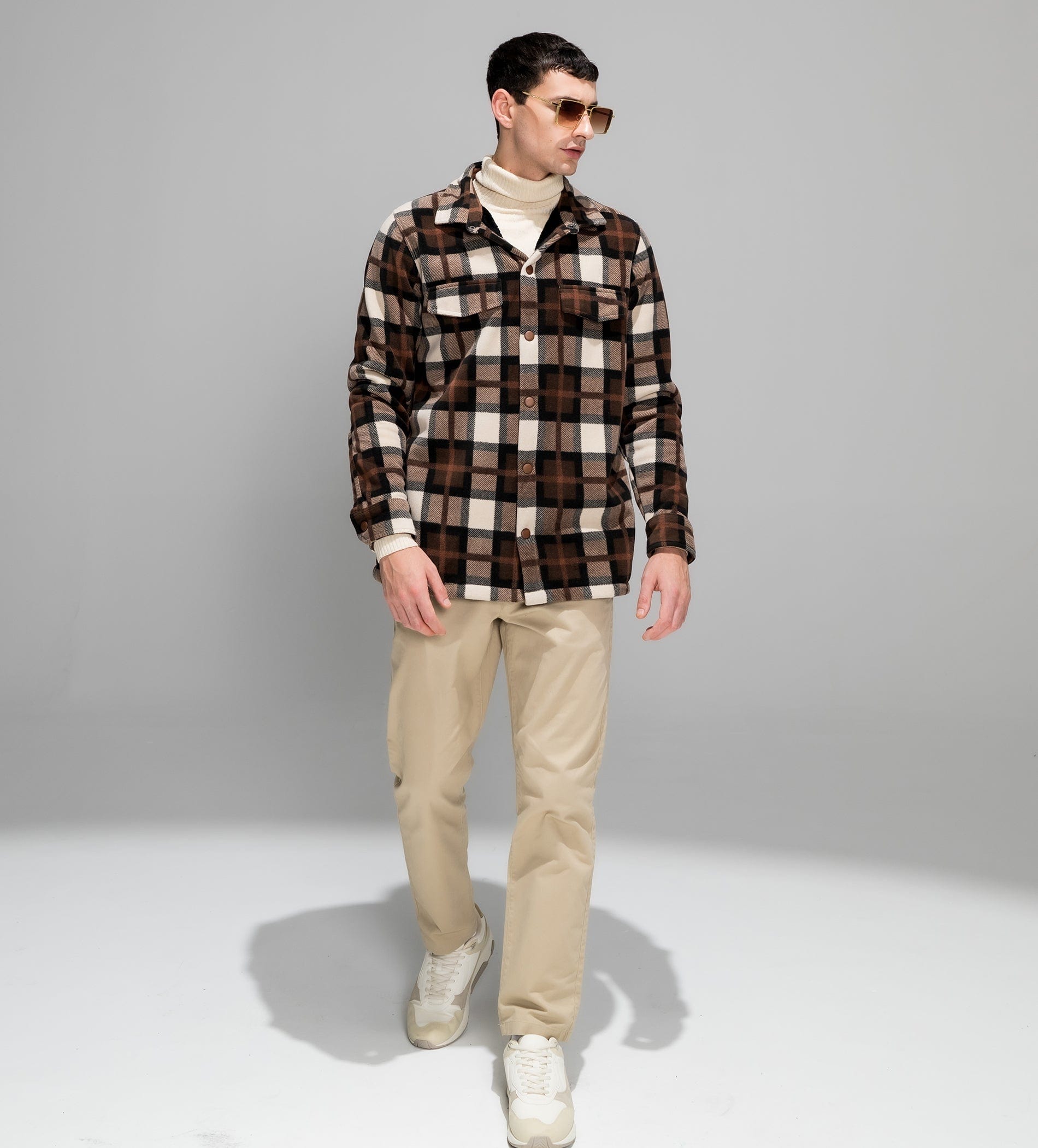 Jackets Shacket Fur-Layered Check Comfort shacket