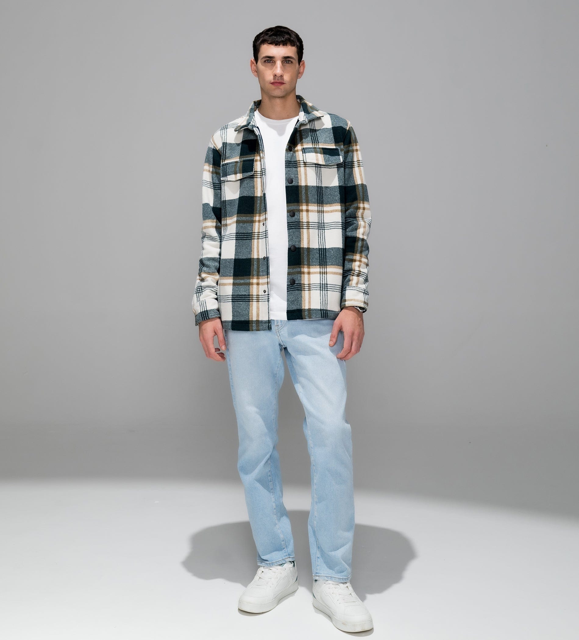 Jackets Shacket Fur-Layered Check Comfort shacket