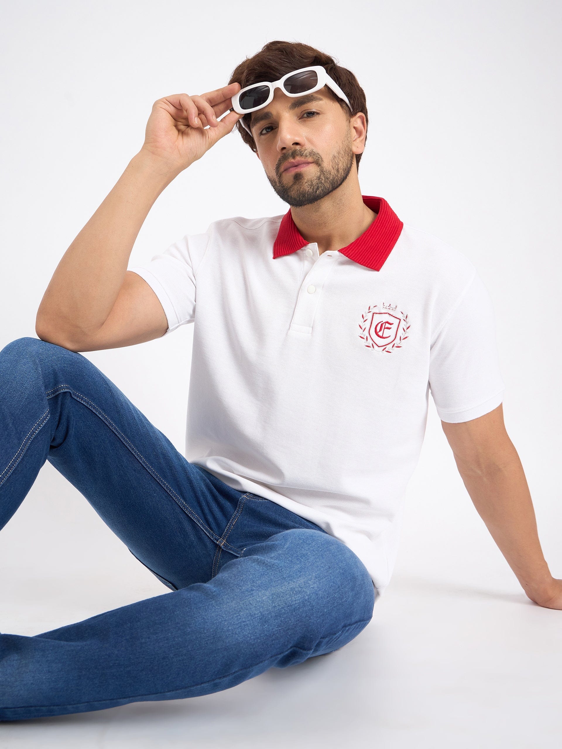 Polos Polo T-Shirt Embroidered Waffle Polo T-shirt