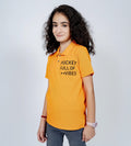 Polos Polo T-Shirt Vibrant Orange Polo T-Shirt with Positivity Graphic