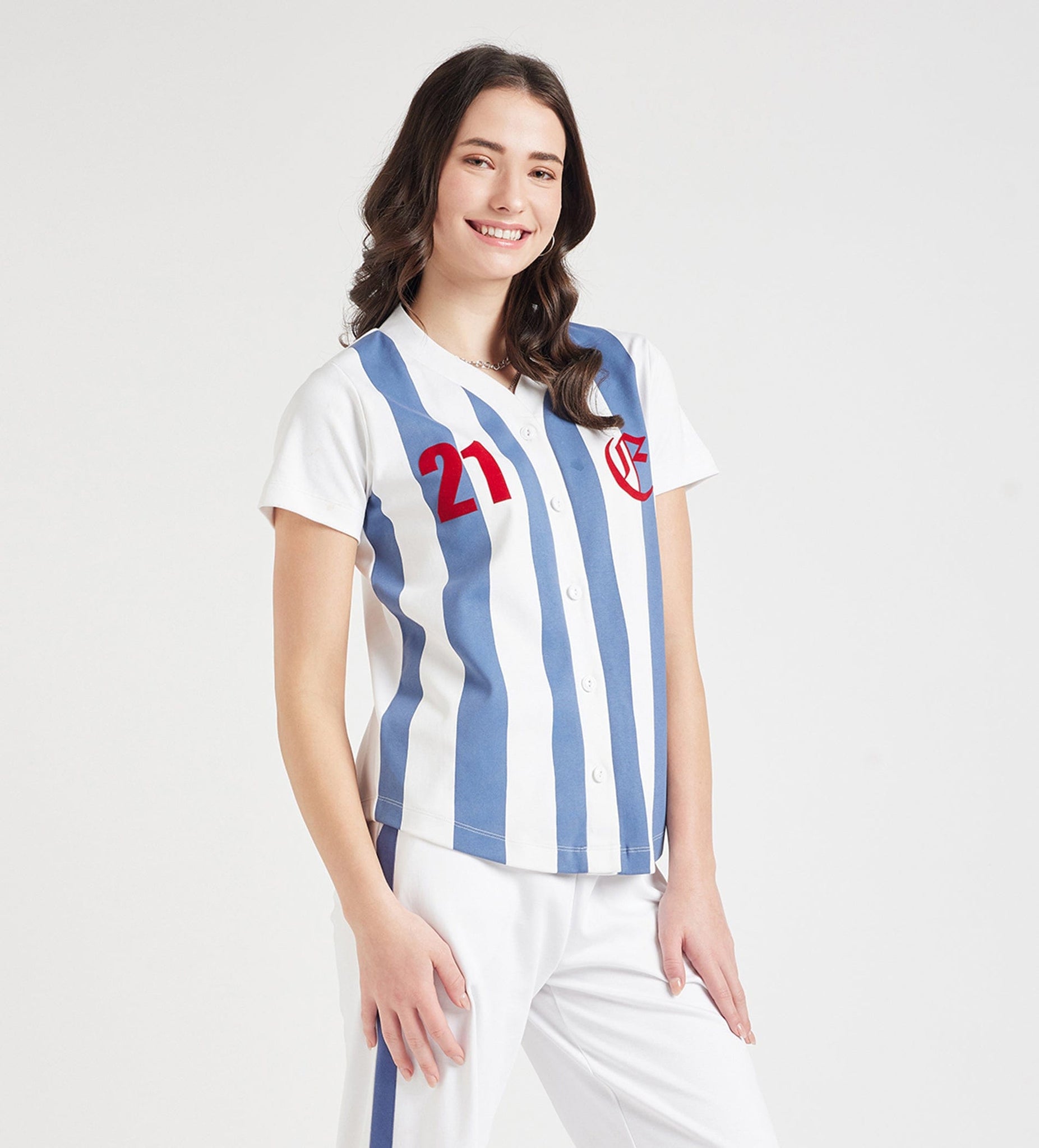 Shirts Shirts For Star, Stripes Baseball Cotton Shirt Blue & White