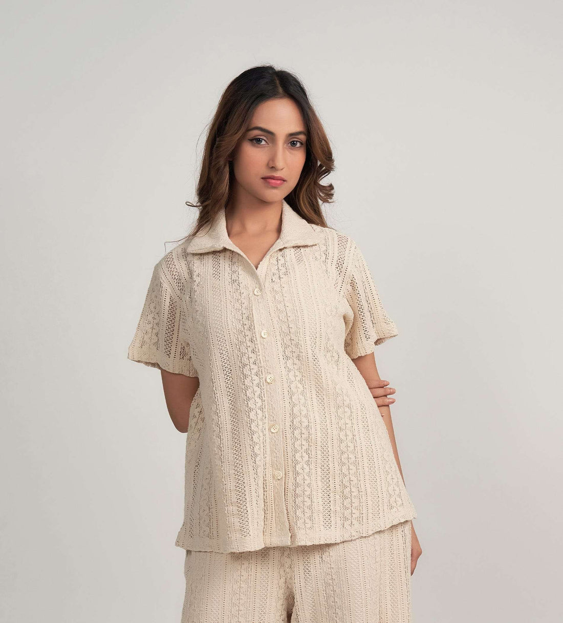 Shirts Shirts Soft Cream Crochet Shirt