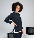 Sweatshirts Hoodies & Sweatshirts Black Grid waffle polo collar top