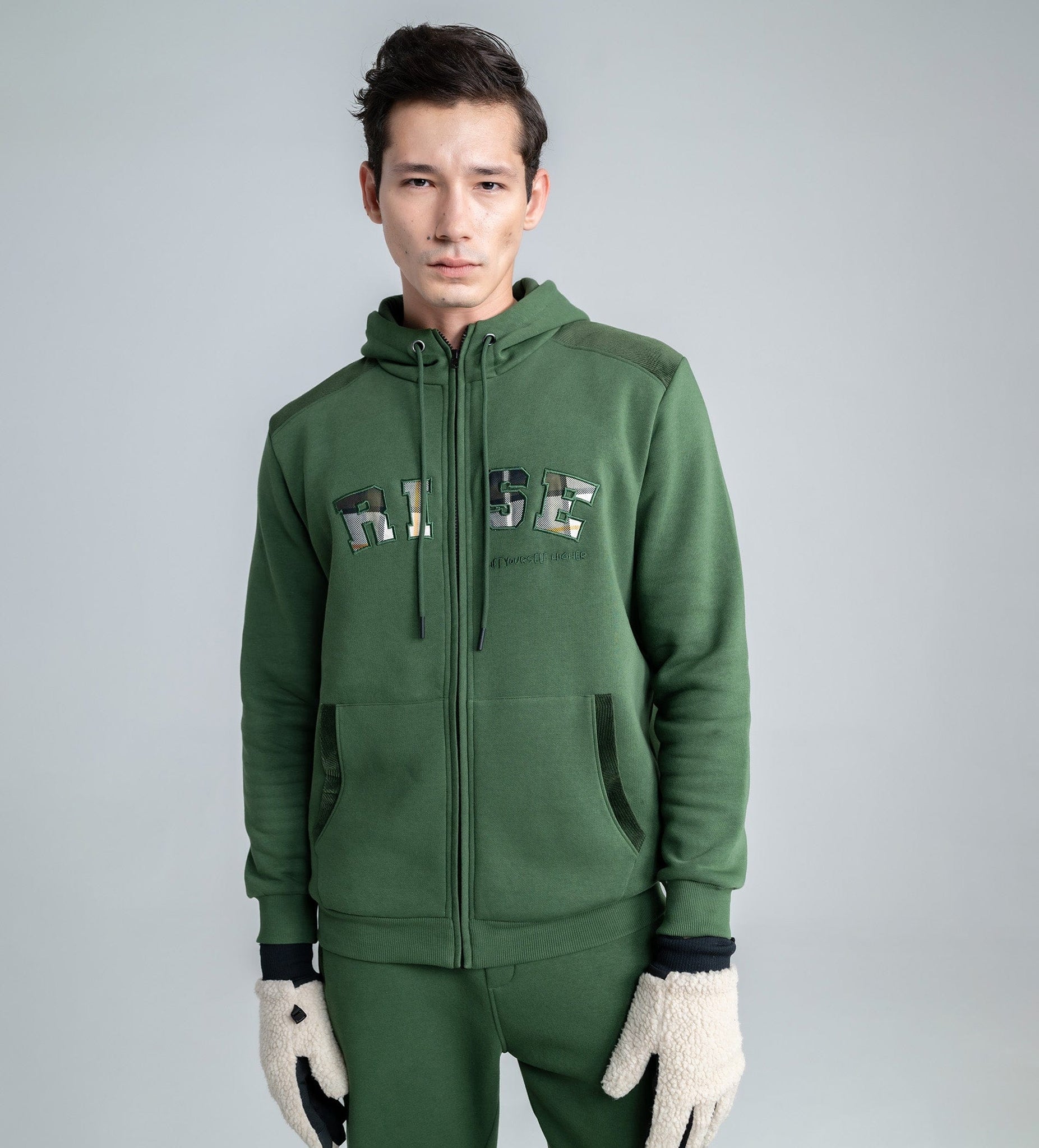 Sweatshirts Hoodies & Sweatshirts Olive Horizon front zipper sweatshirt