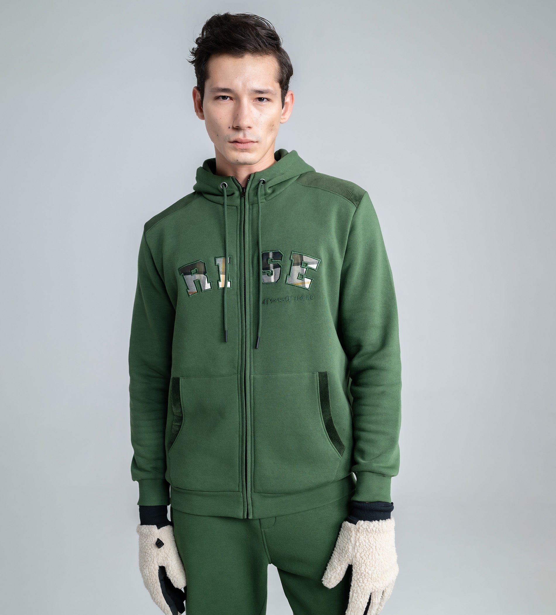 Sweatshirts Hoodies & Sweatshirts Olive Horizon front zipper sweatshirt