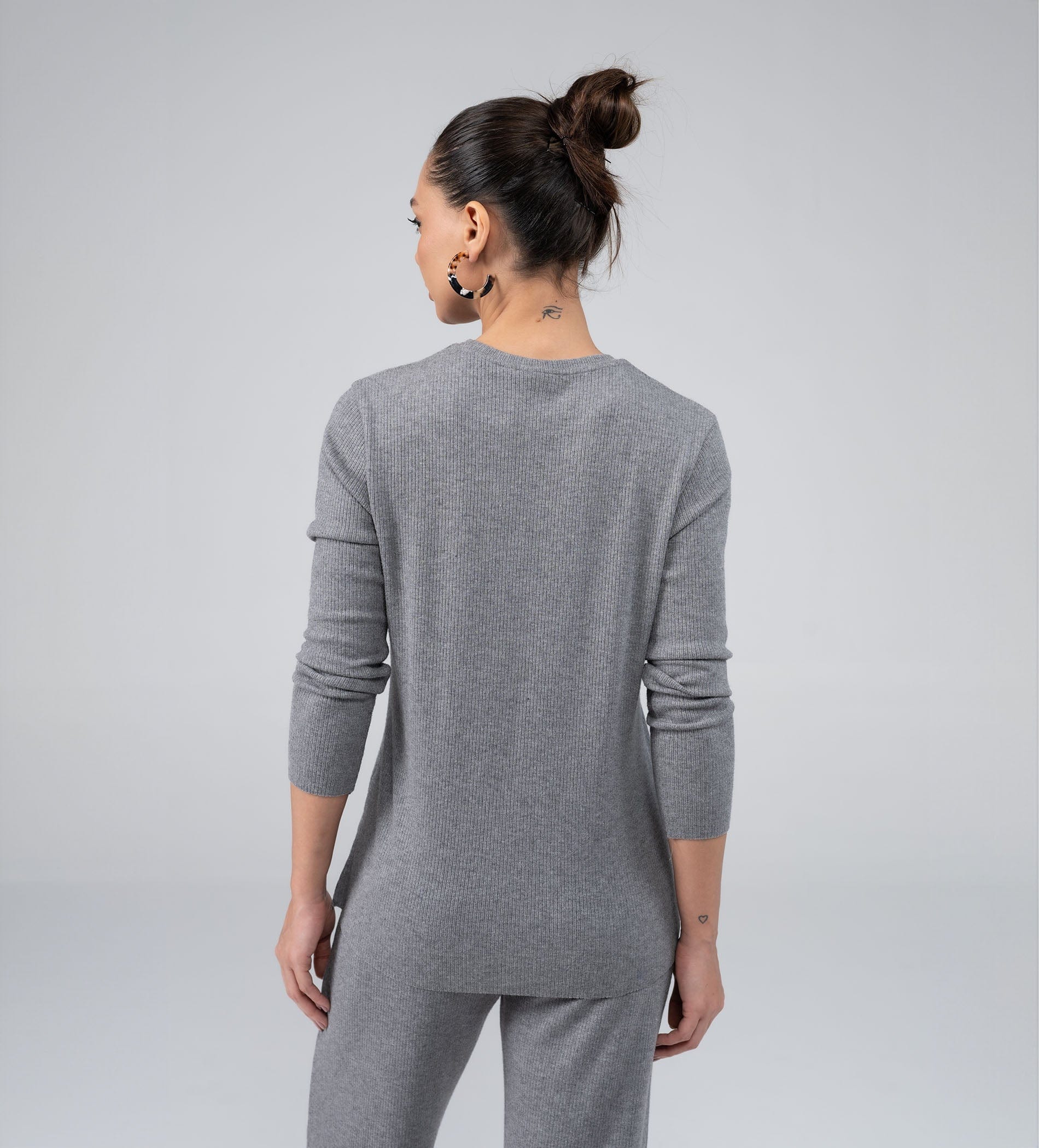 Sweatshirts Hoodies & Sweatshirts Versatile Rib Knit grey Top