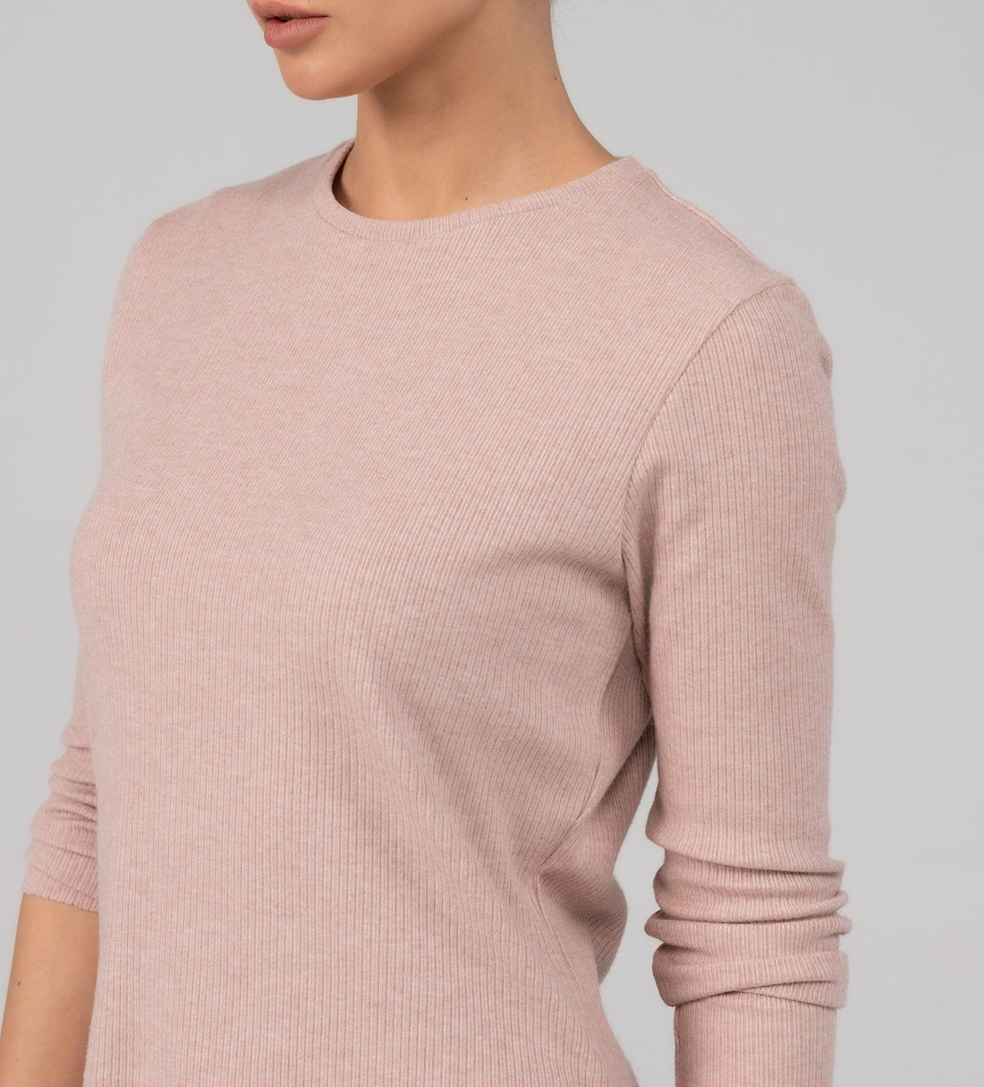 Sweatshirts Hoodies & Sweatshirts Versatile Rib Knit pink Top