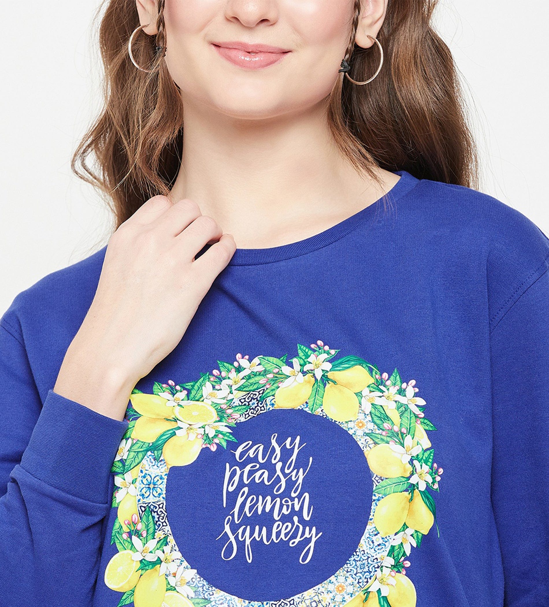 Sweatshirts Printed Sweatshirts Blue Italian Lemons Sweatshirt for Women