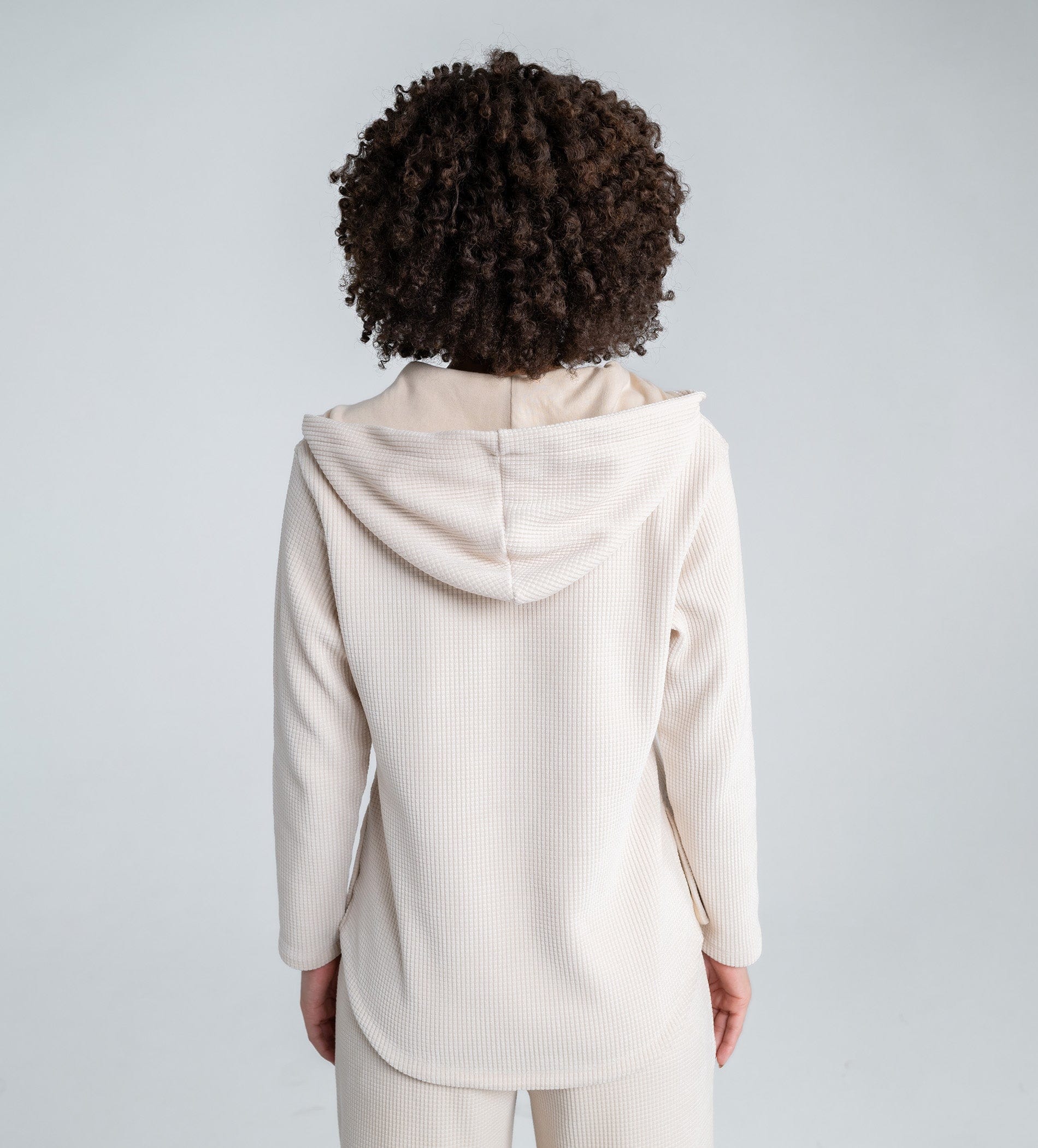 Sweatshirts Solid Hoodie FAWN PLACKET HOODIE SWEATSHIRT