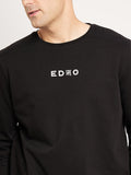 Sweatshirts Solid Sweatshirts Black Ribbed Shoulder Sweatshirt for Men