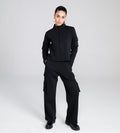 Sweatshirts Solid Sweatshirts Chic Black Cargo-Detail Sweatshirt