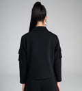 Sweatshirts Solid Sweatshirts Chic Black Cargo-Detail Sweatshirt