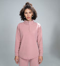 Sweatshirts Solid Sweatshirts Elegant pink  Ribbed Knit Sweatshirt