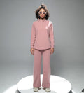 Sweatshirts Solid Sweatshirts Elegant pink  Ribbed Knit Sweatshirt