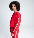 Sweatshirts Solid Sweatshirts Fashion-Forward red Cropped Sweatshirt