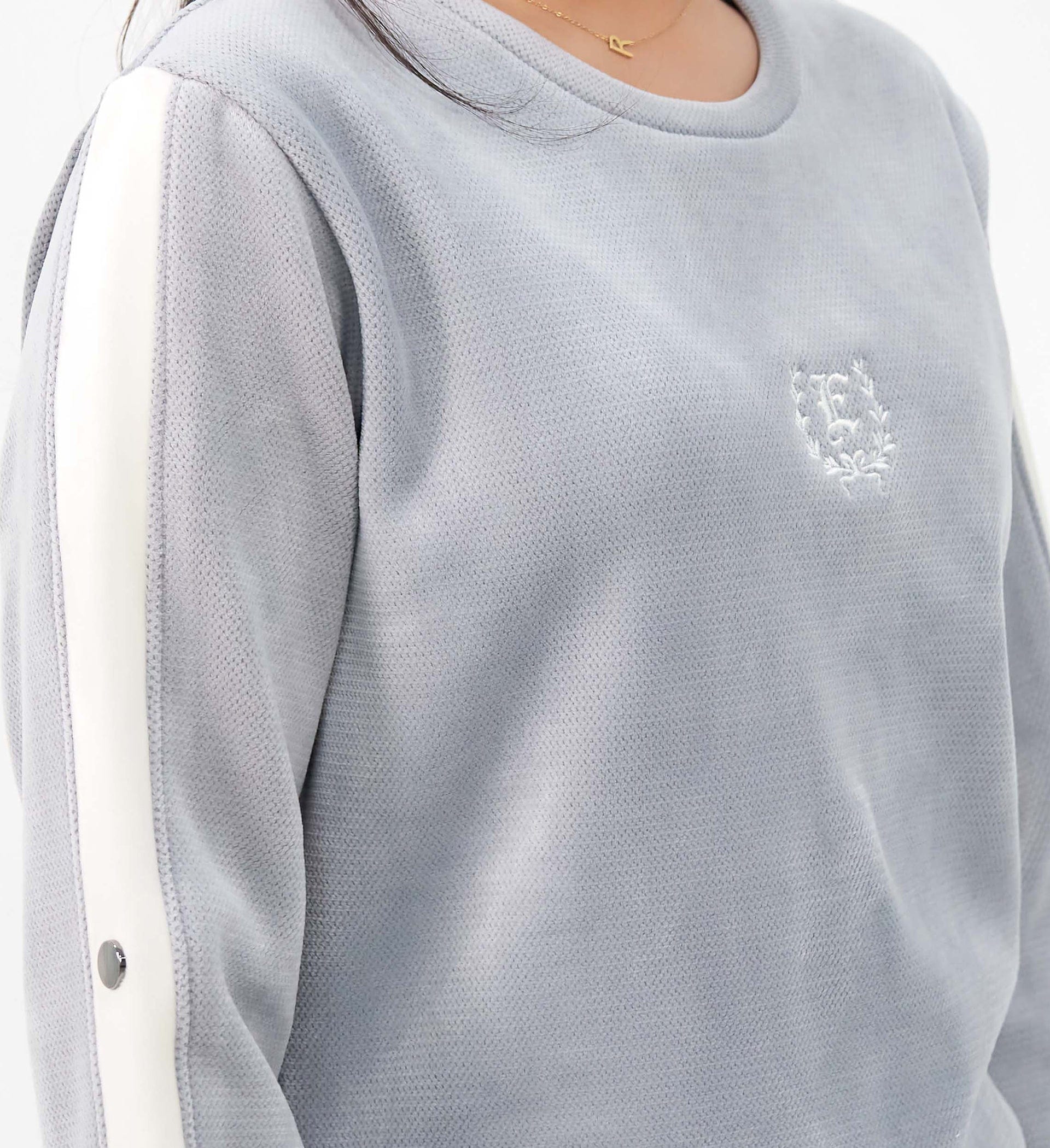 Sweatshirts Solid Sweatshirts LUXURY GREY EMBROIDED SWEATSHIRT