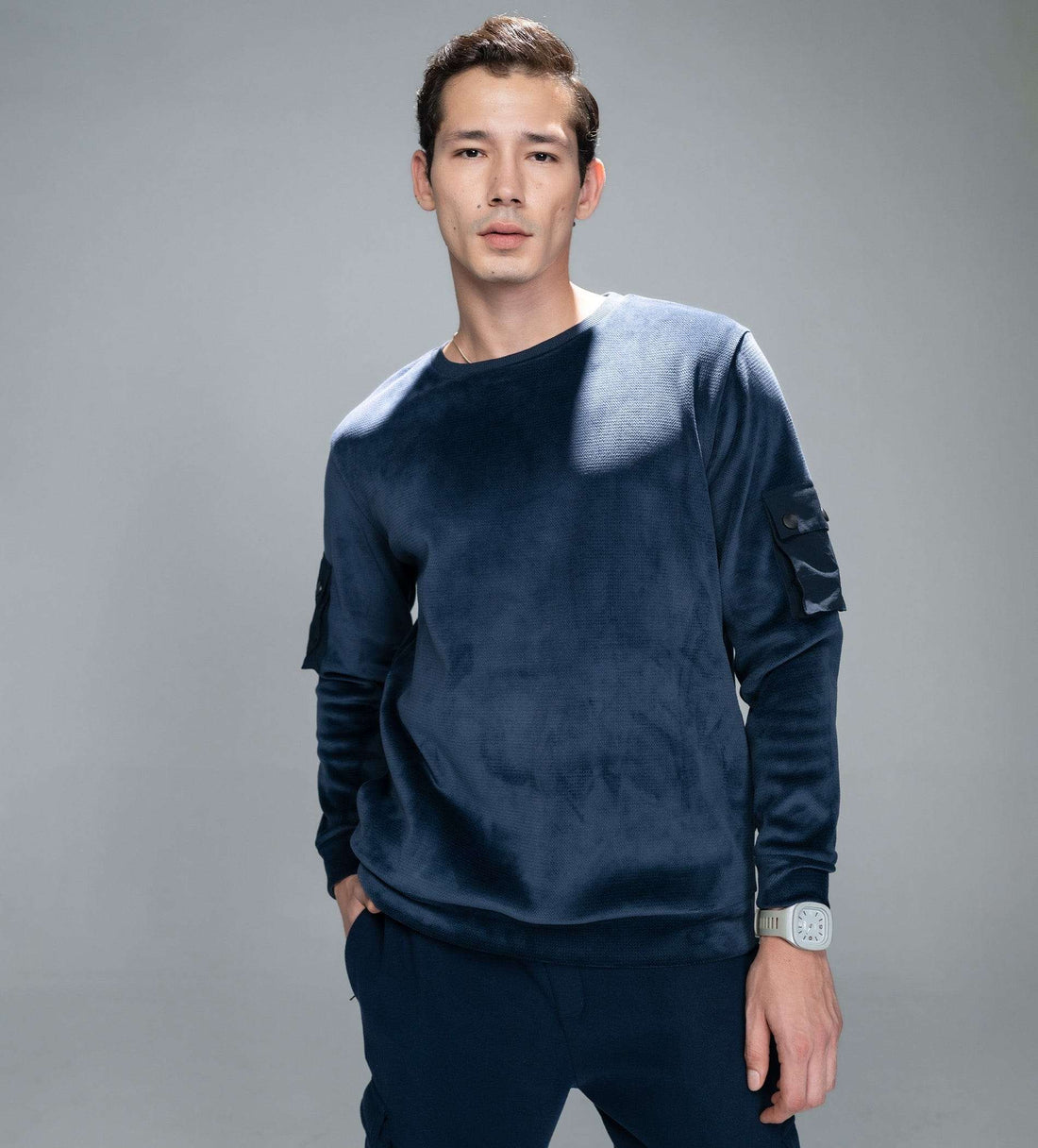 Sweatshirts Solid Sweatshirts Navy Utility Luxe Sweatshirt