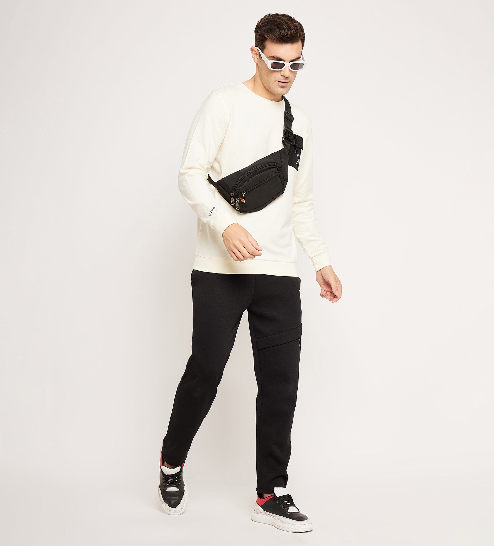 Sweatshirts Solid Sweatshirts Offwhite Patch Pocket Sweatshirt for Men