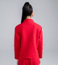 Sweatshirts Solid Sweatshirts Stylish Red zipper with Contrast Panels and Button Finish