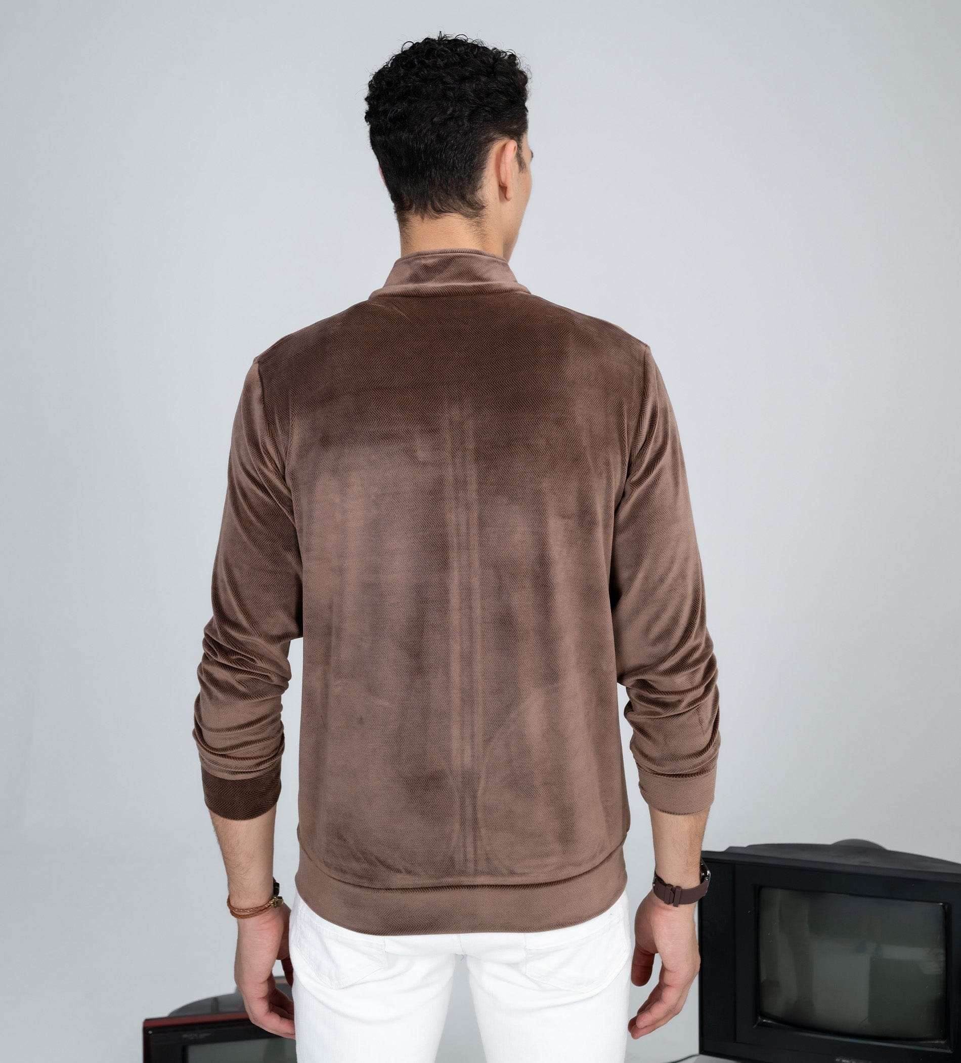 Sweatshirts Zipper Sweatshirt Regal Brown Velour Sweatshirt