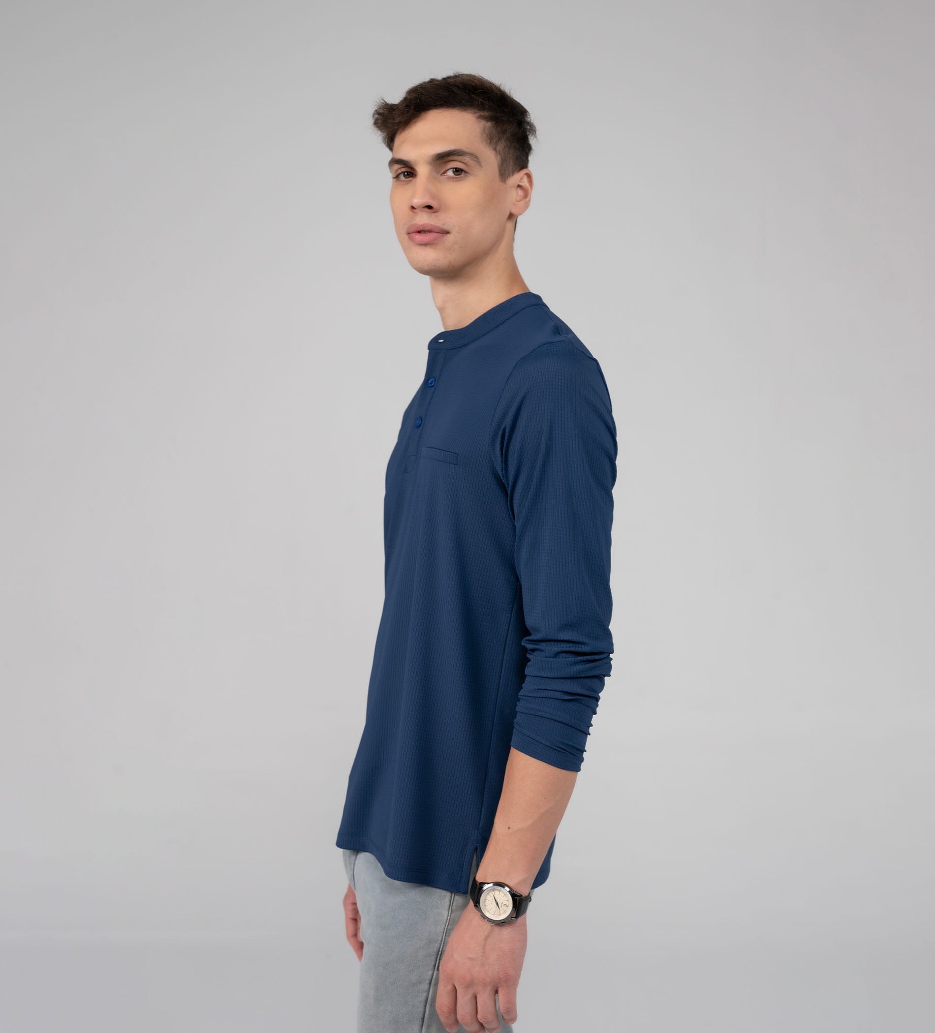 T-Shirts HENLEY T-SHIRT Blue Signature Fit Henley T-shirt