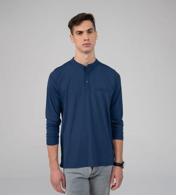 T-Shirts HENLEY T-SHIRT Blue Signature Fit Henley T-shirt