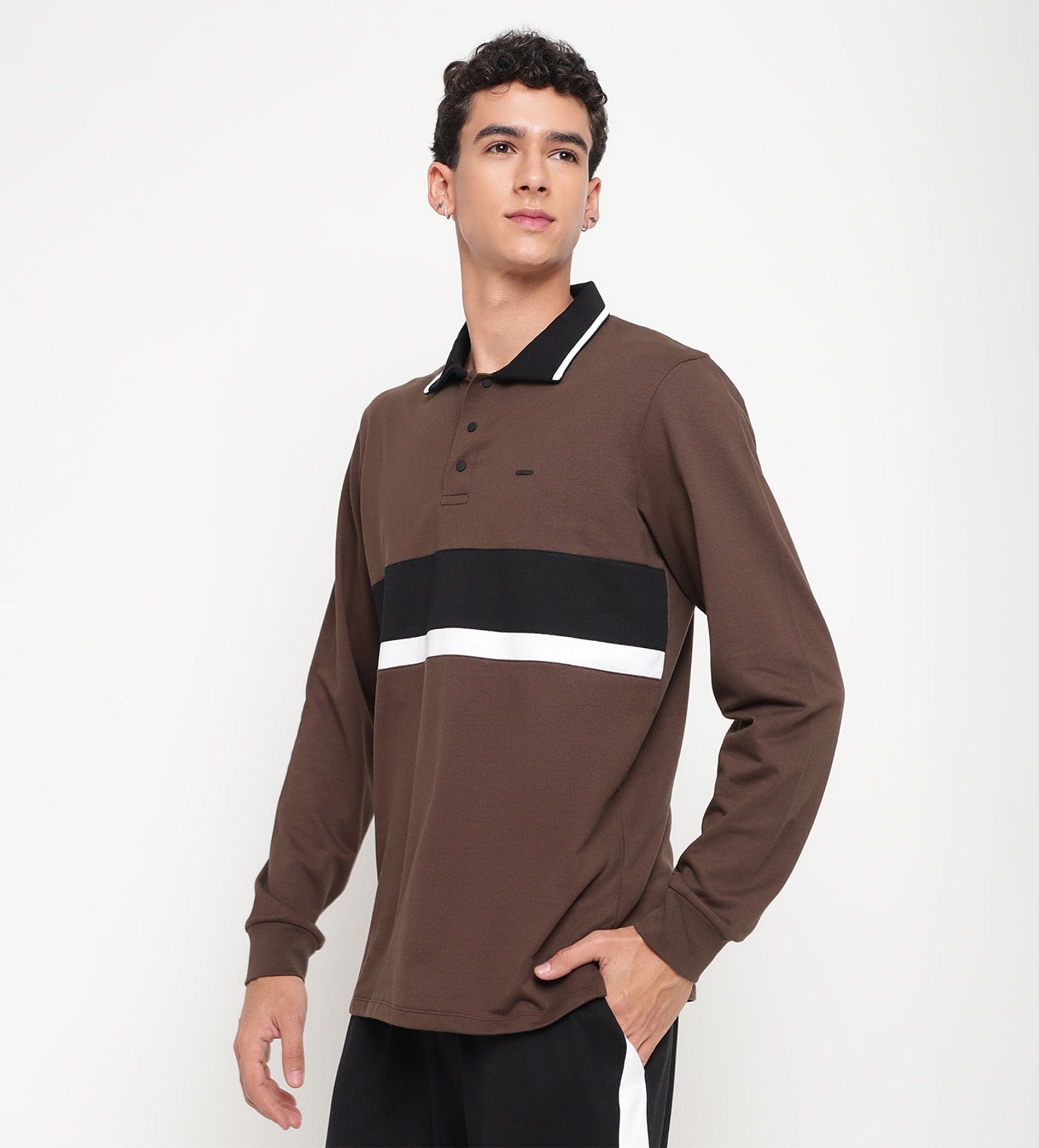 T-shirts Polo T-Shirt Brown Front Striped Polo for Men
