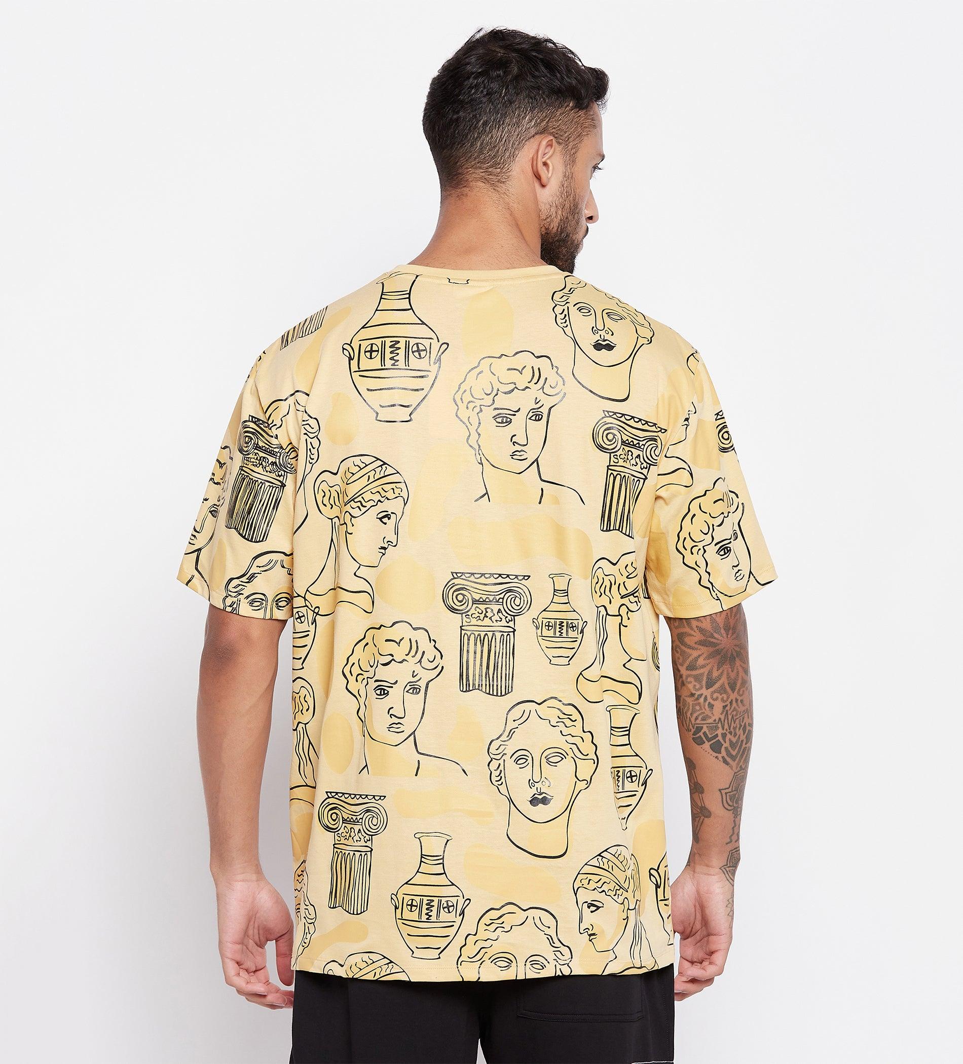 T-shirts T-Shirt Beige Roman Faces Oversized T-Shirt for Men