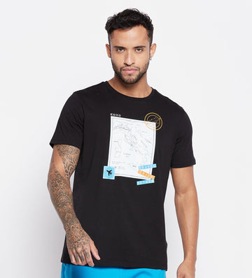 T-shirts T-Shirt Black Travel Regular T-Shirt for Men