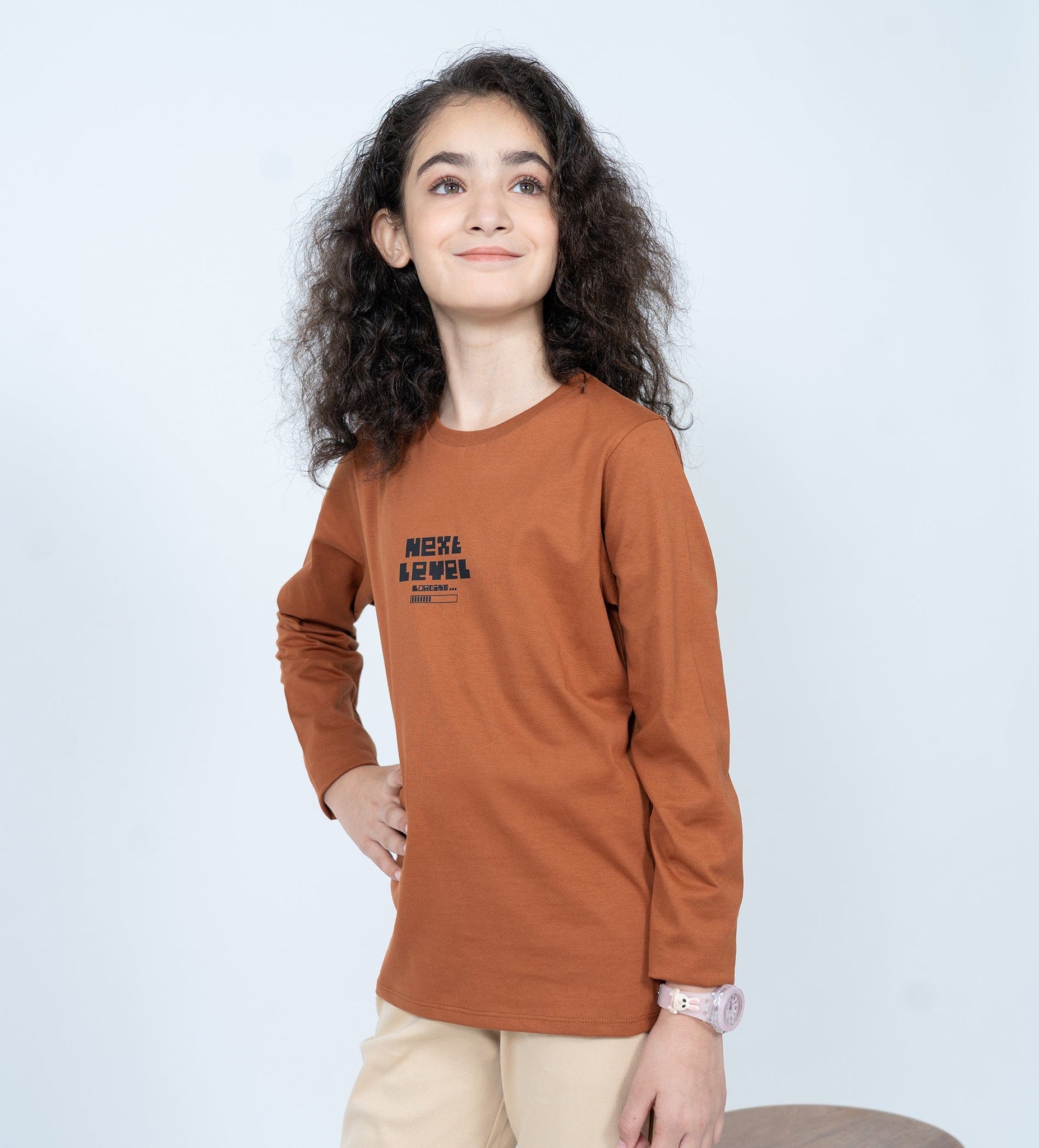 T-Shirts T-Shirt Brown Gaming Print Full Sleeves T-Shirt