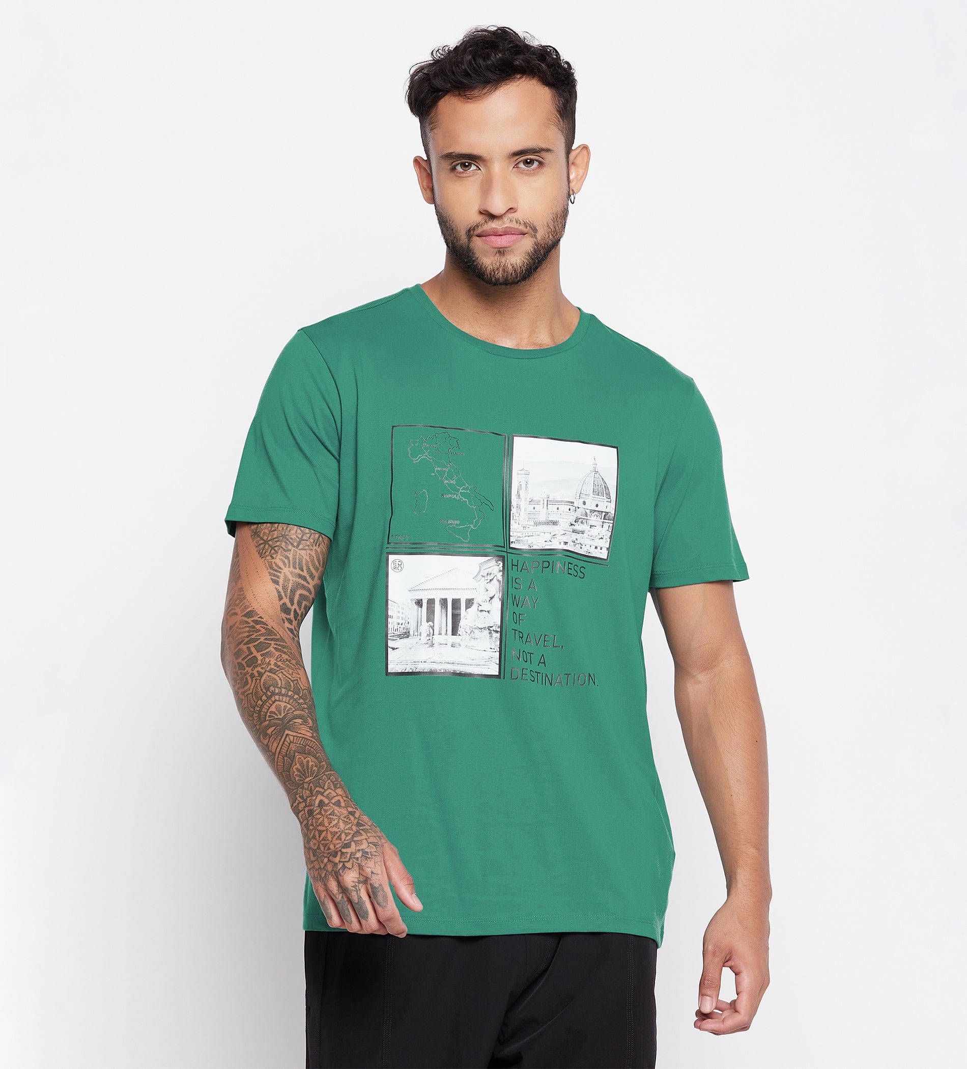 T-shirts T-Shirt Green Travel Regular T-Shirt for Men
