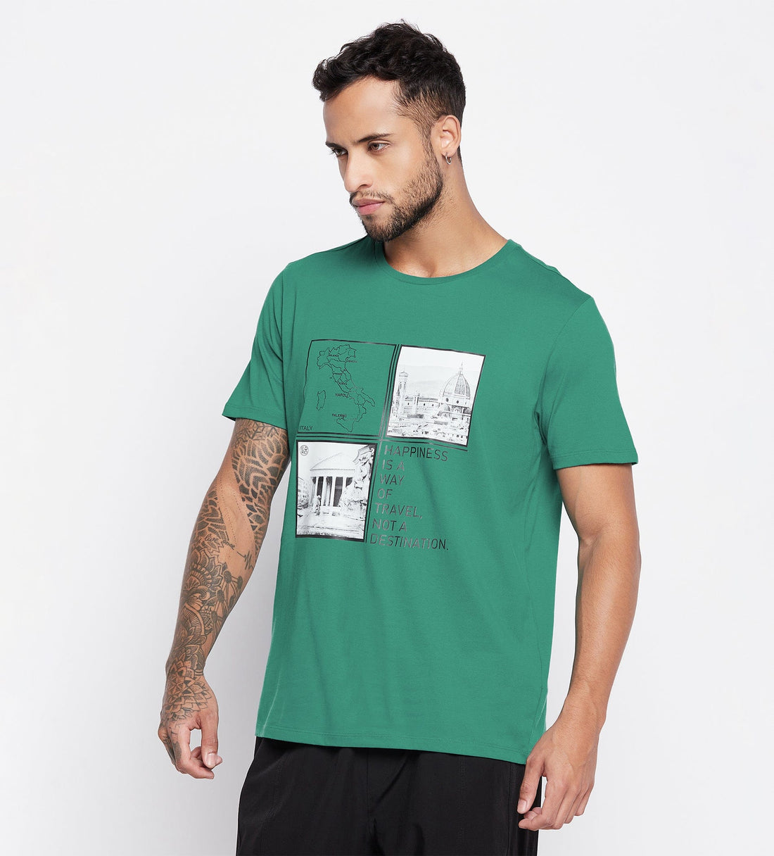 T-shirts T-Shirt Green Travel Regular T-Shirt for Men