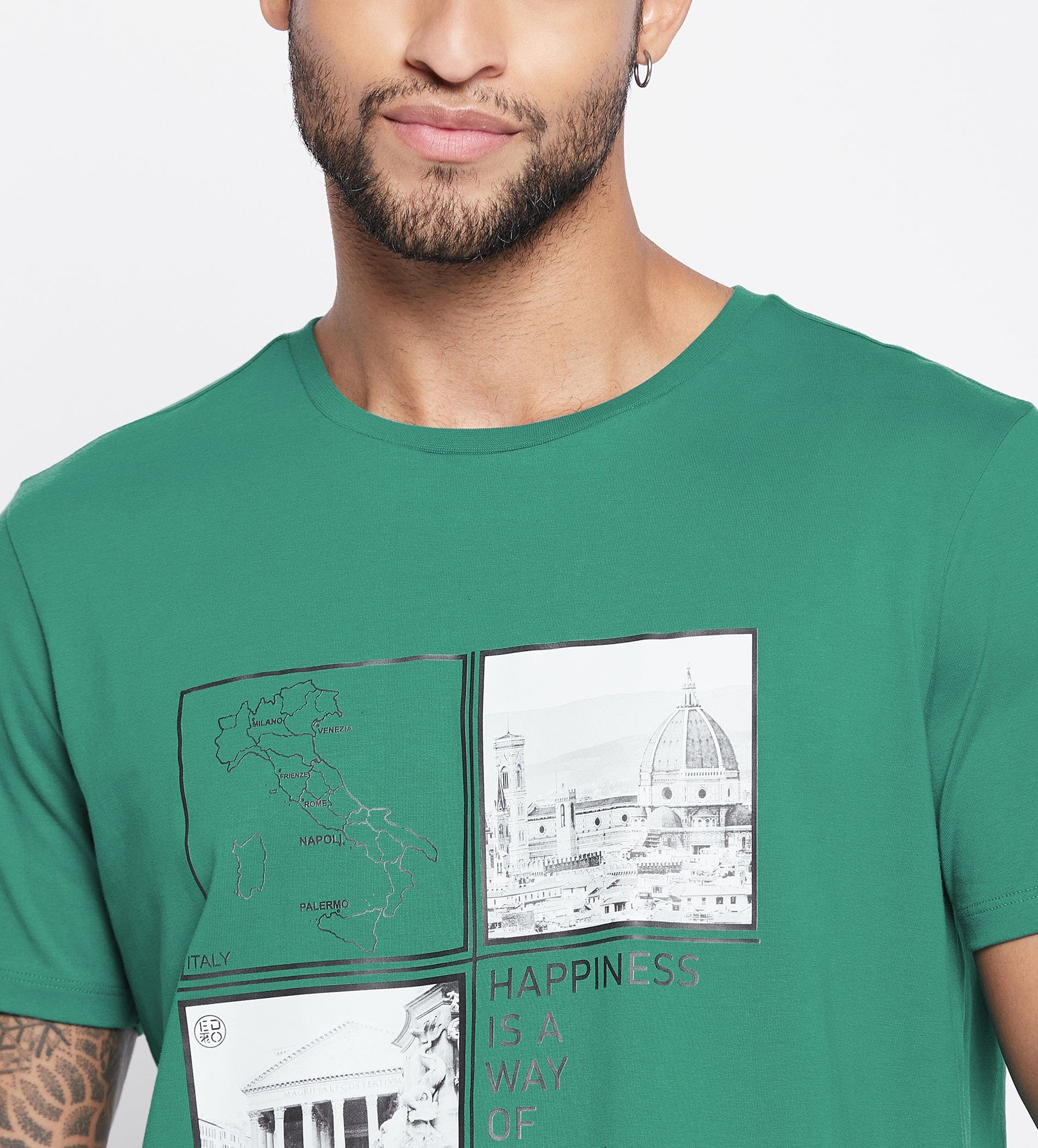 T-shirts T-Shirt Green Travel Regular T-Shirt for Men