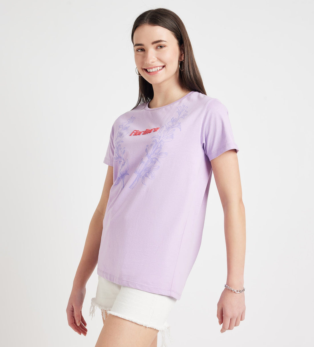 T-Shirts T-Shirt Lavender Floral Chintz Cotton Tee
