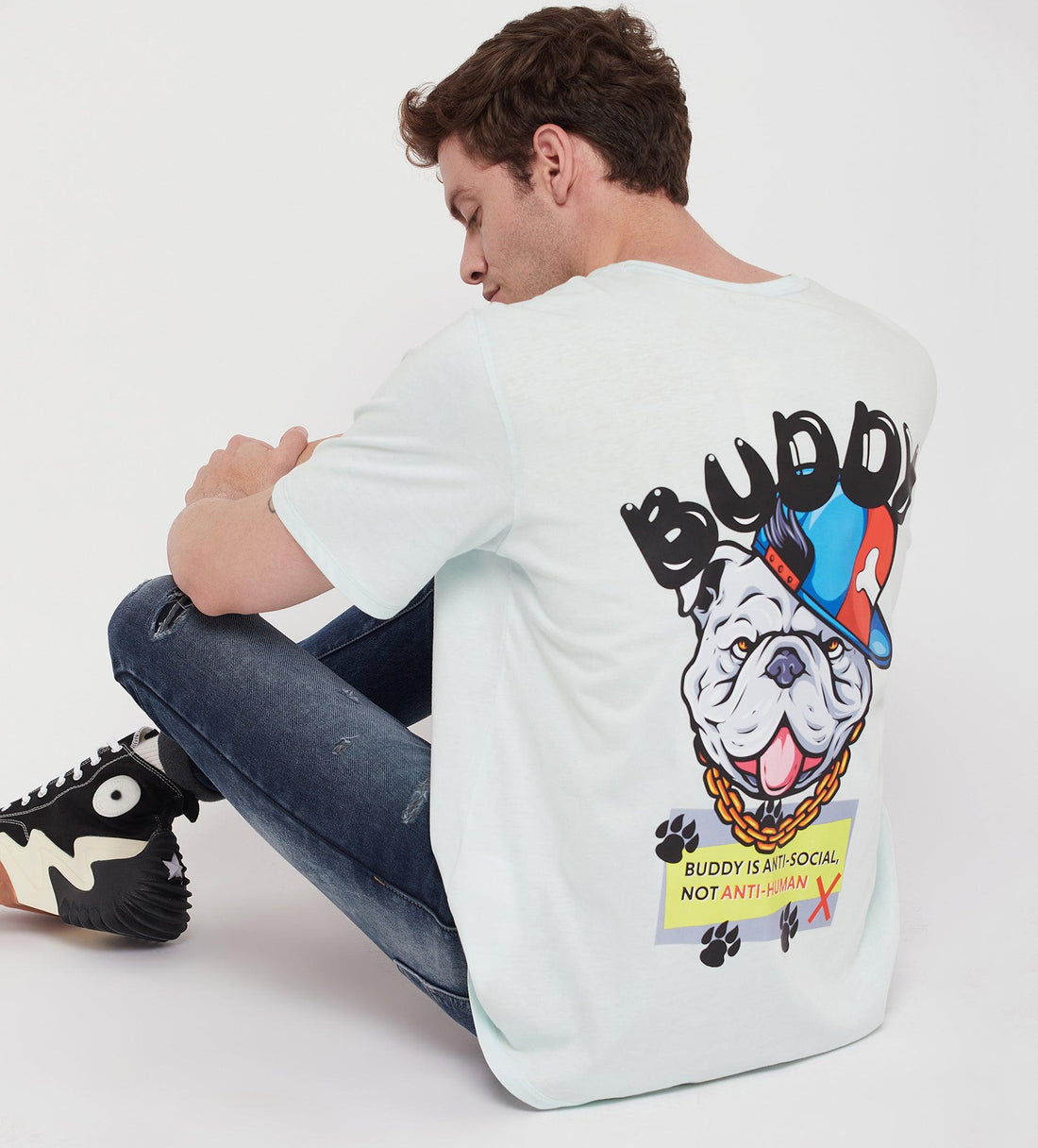 T-shirts T-Shirt Sky Blue Buddy Oversized T-Shirt for Men