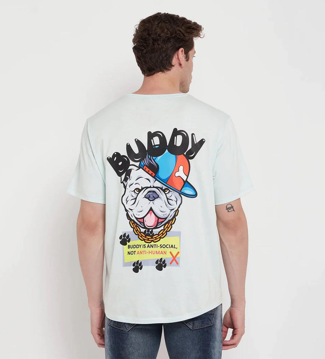 T-shirts T-Shirt Sky Blue Buddy Oversized T-Shirt for Men