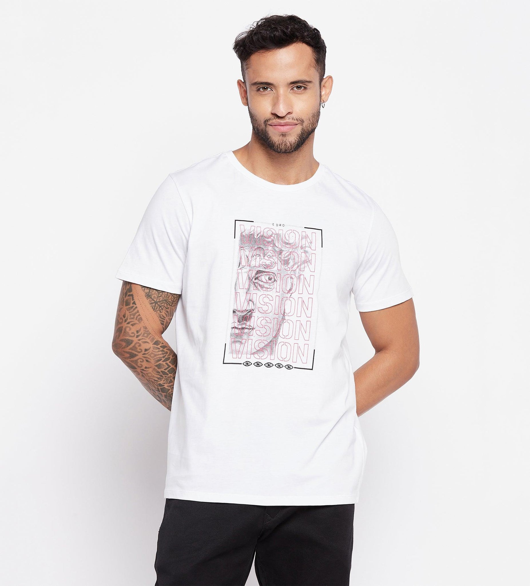 T-shirts T-Shirt White Vision Printed Regular T-Shirt for Men