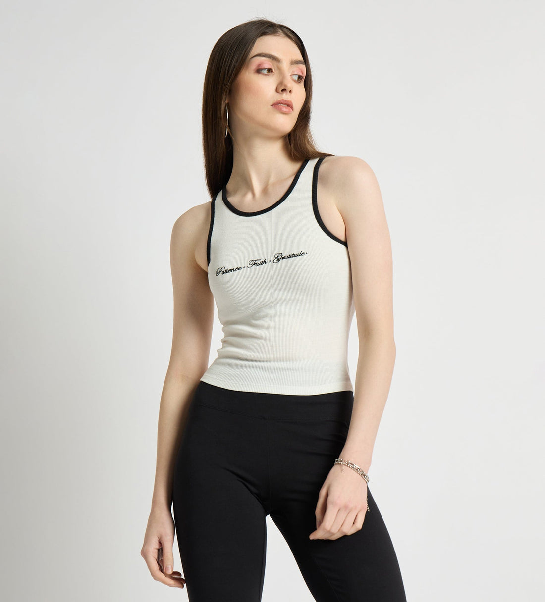 Tanks & Tops Crop Top Embroided Ribbed Tank Top