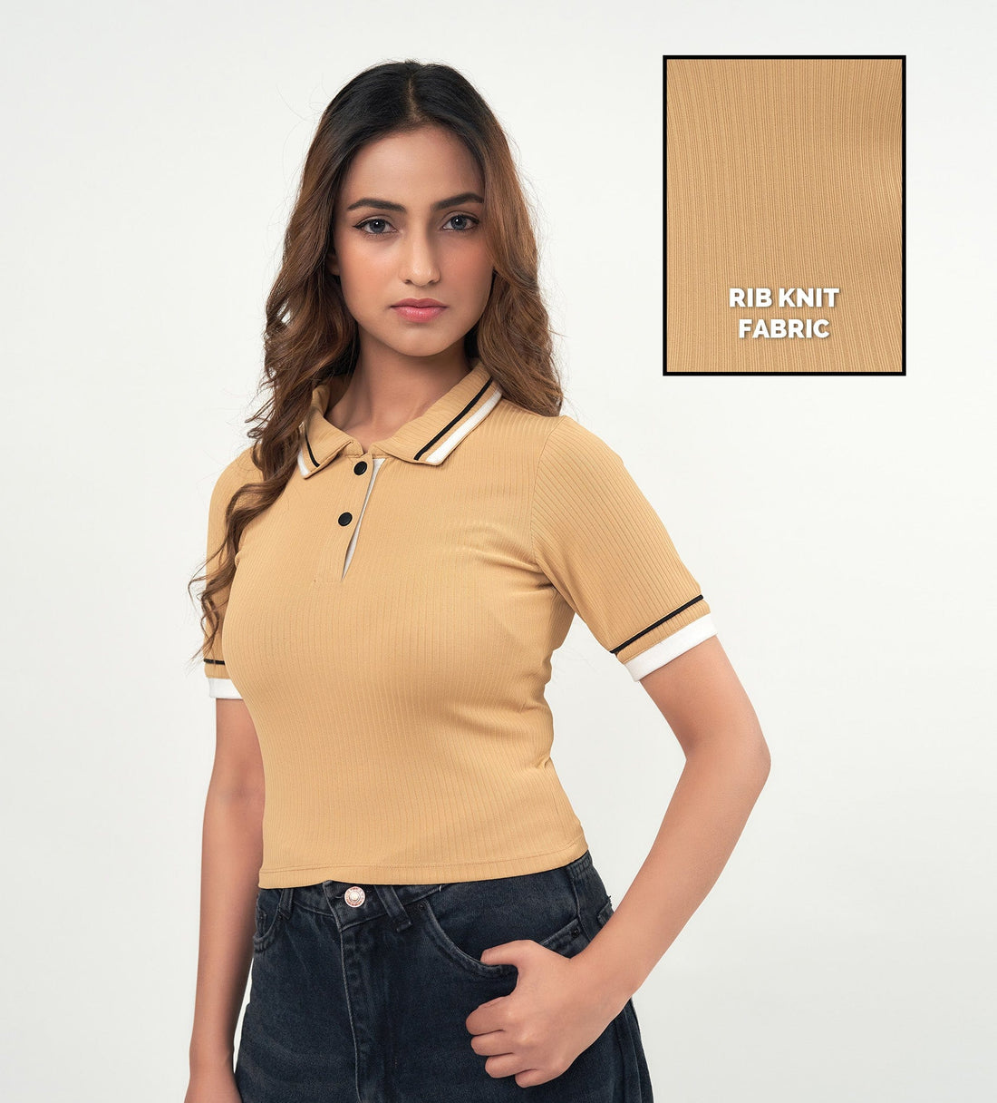 Tanks & Tops Polo T-Shirt Chic Mustard Polo Collar Top