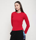 Tanks & Tops Tops Red Rib Knit Top for Women