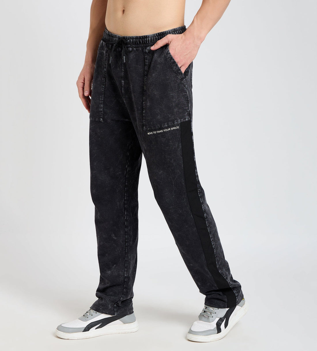 Track Pants Drawstring Trackpants Charcoal Washed Trackpants For Men