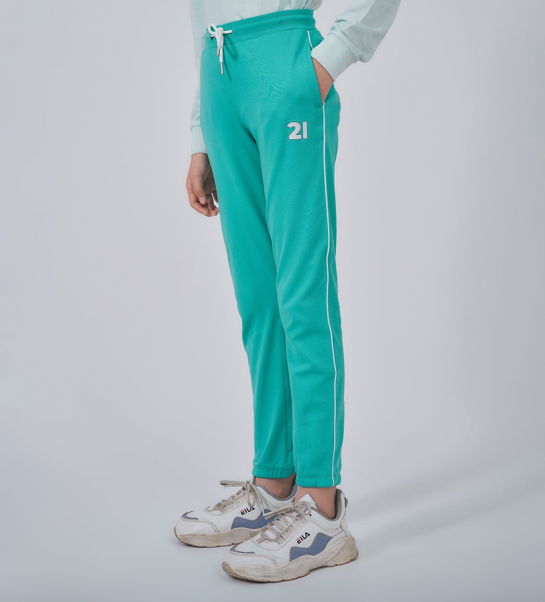 Track Pants Drawstring Trackpants Dynamic pool Green Cotton Trackpants