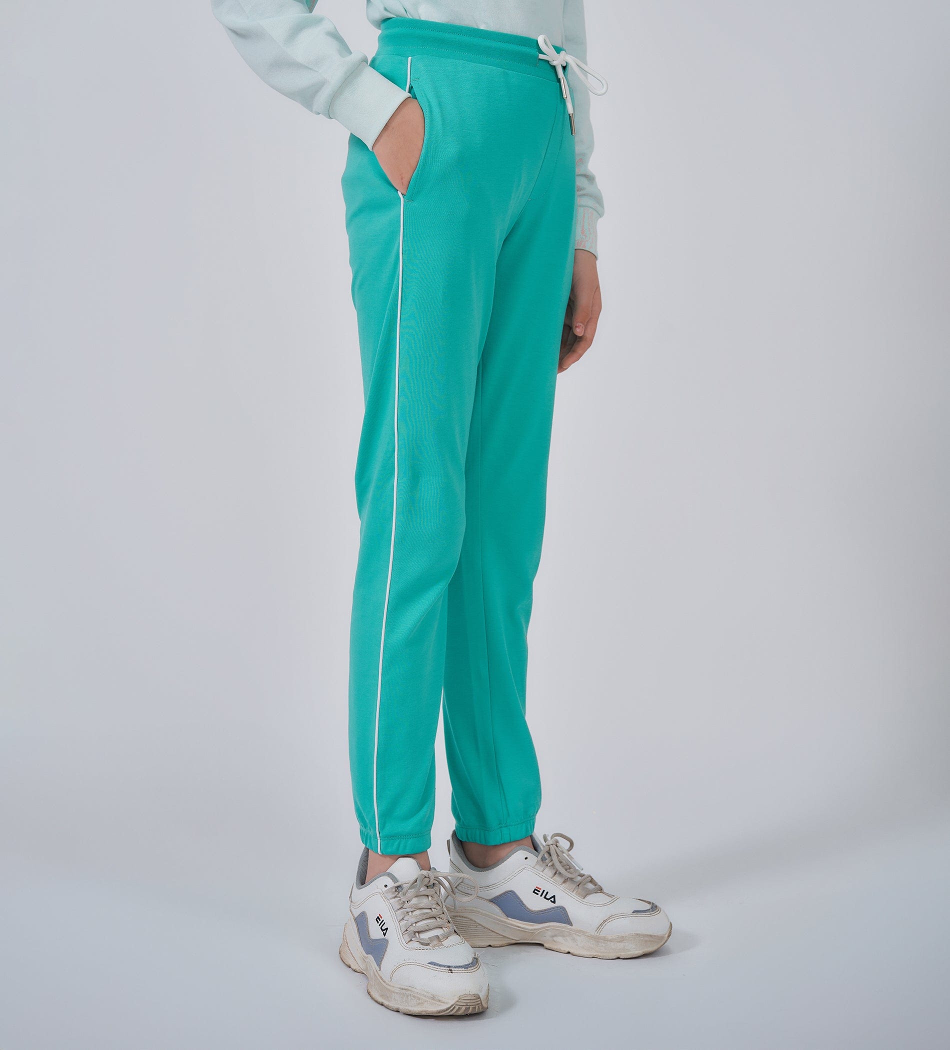 Track Pants Drawstring Trackpants Dynamic pool Green Cotton Trackpants