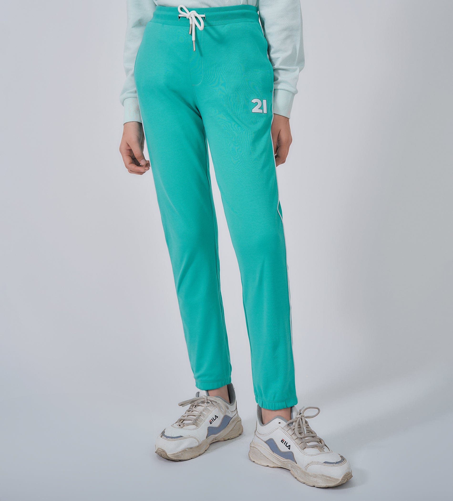 Track Pants Drawstring Trackpants Dynamic pool Green Cotton Trackpants