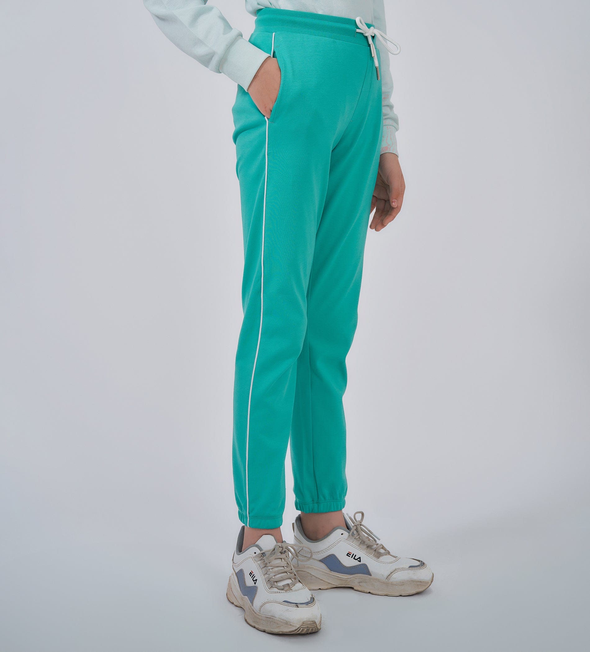 Track Pants Drawstring Trackpants Dynamic pool Green Cotton Trackpants