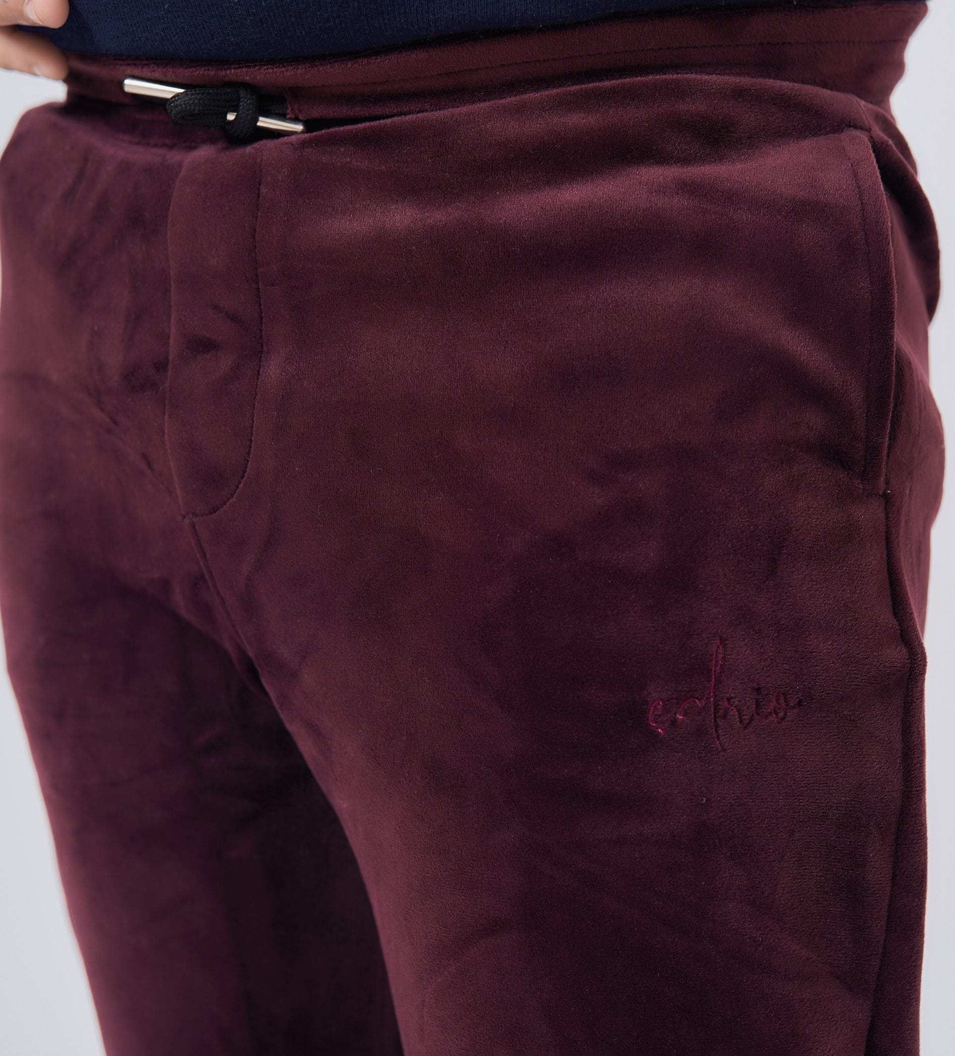 Track Pants Drawstring Trackpants Luxurious Burgandy Velour Trackpants