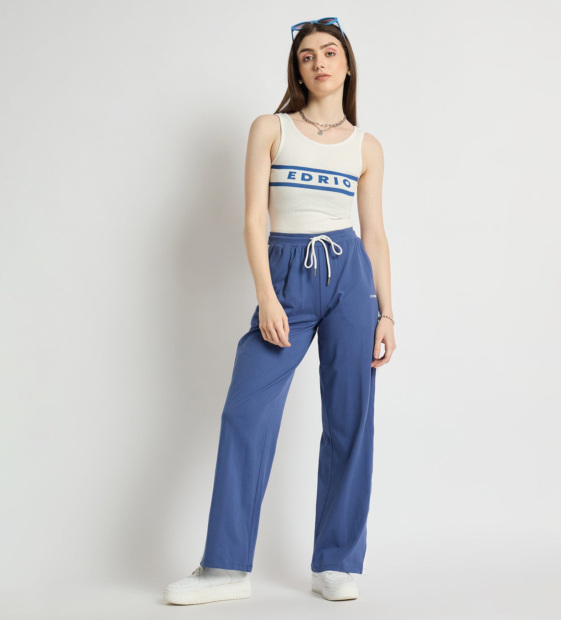 Track Pants Drawstring Trackpants Sleek Contrast Wide Leg Trackpant