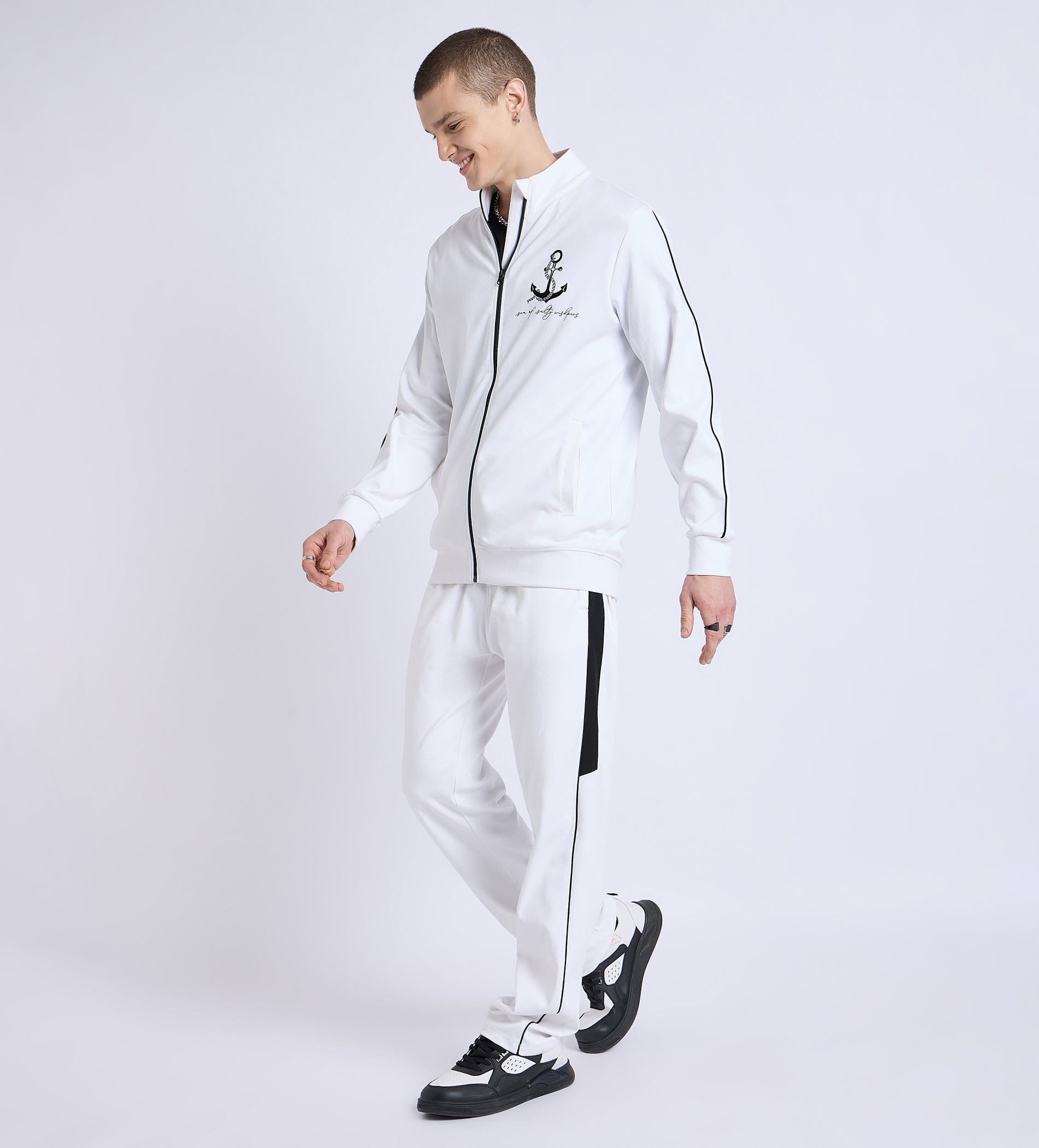 Track Pants Drawstring Trackpants White Nautical Anchor Trackpant For Men